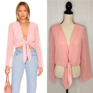 BCBGeneration Front Tie Top in Pink Cherry Blossom